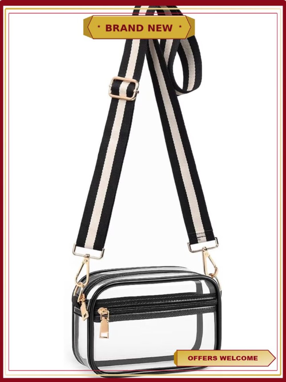 Clear Crossbody Bag Stadium Approved, Small Purse for Concerts Sports Events